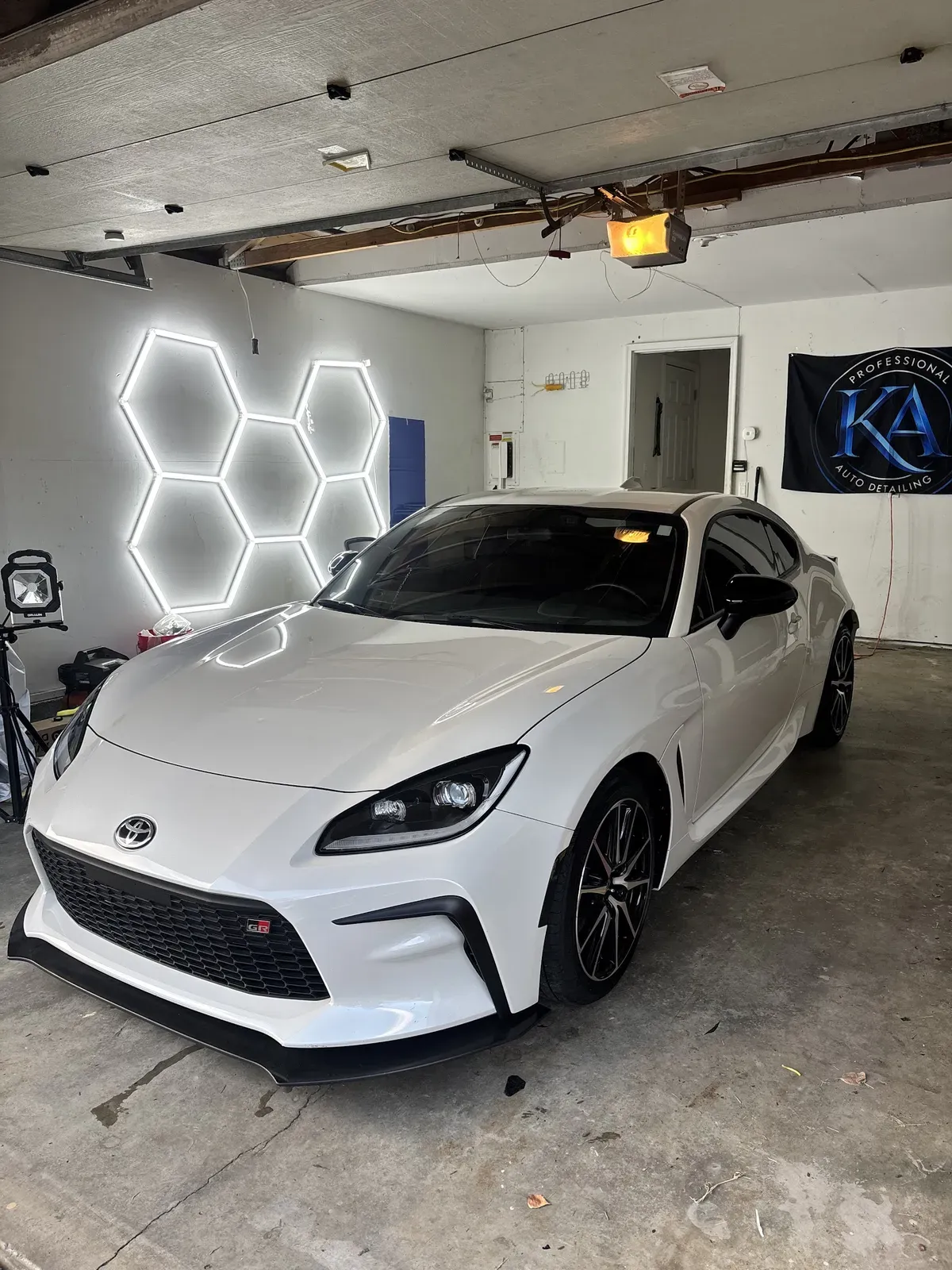 White Toyota GR86 with ceramic coating