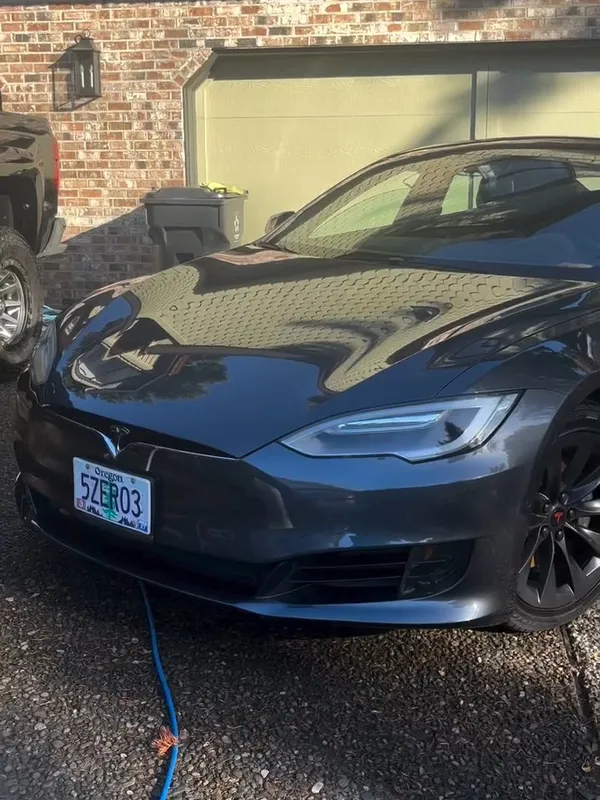 Blue Tesla detailed